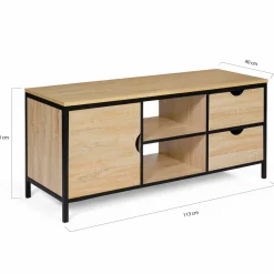 IDMarket Meuble télé bois et métal avec tiroirs et placard* Meubles Tiroirs|Collection Industrielle