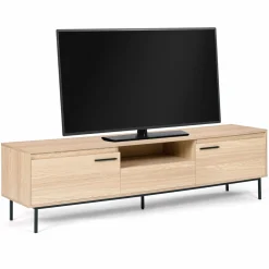 IDMarket Meuble télé contemporain bois et métal 180 cm avec rangements* Collection Design|Collection Contemporaine