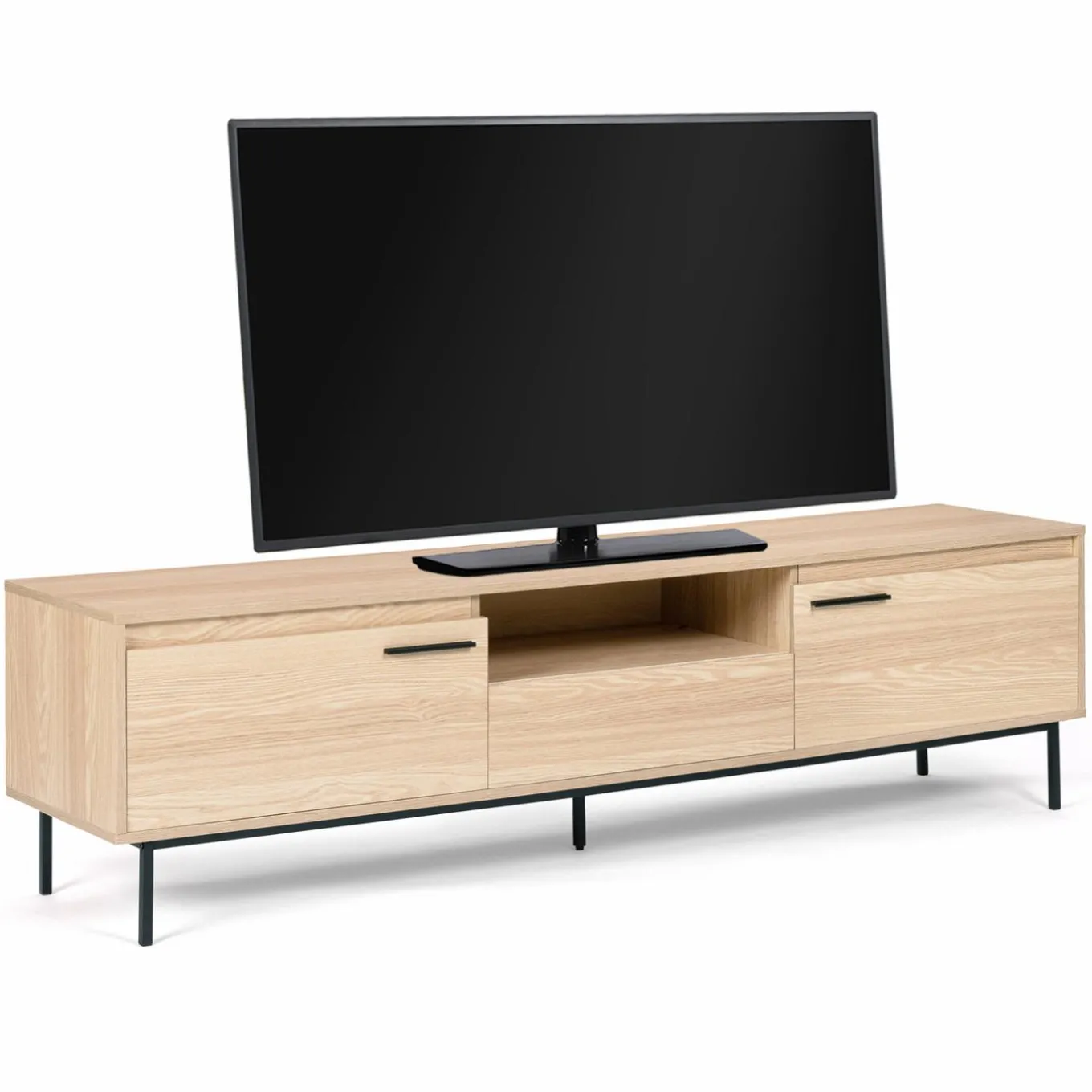 IDMarket Meuble télé contemporain bois et métal 180 cm avec rangements* Collection Design|Collection Contemporaine