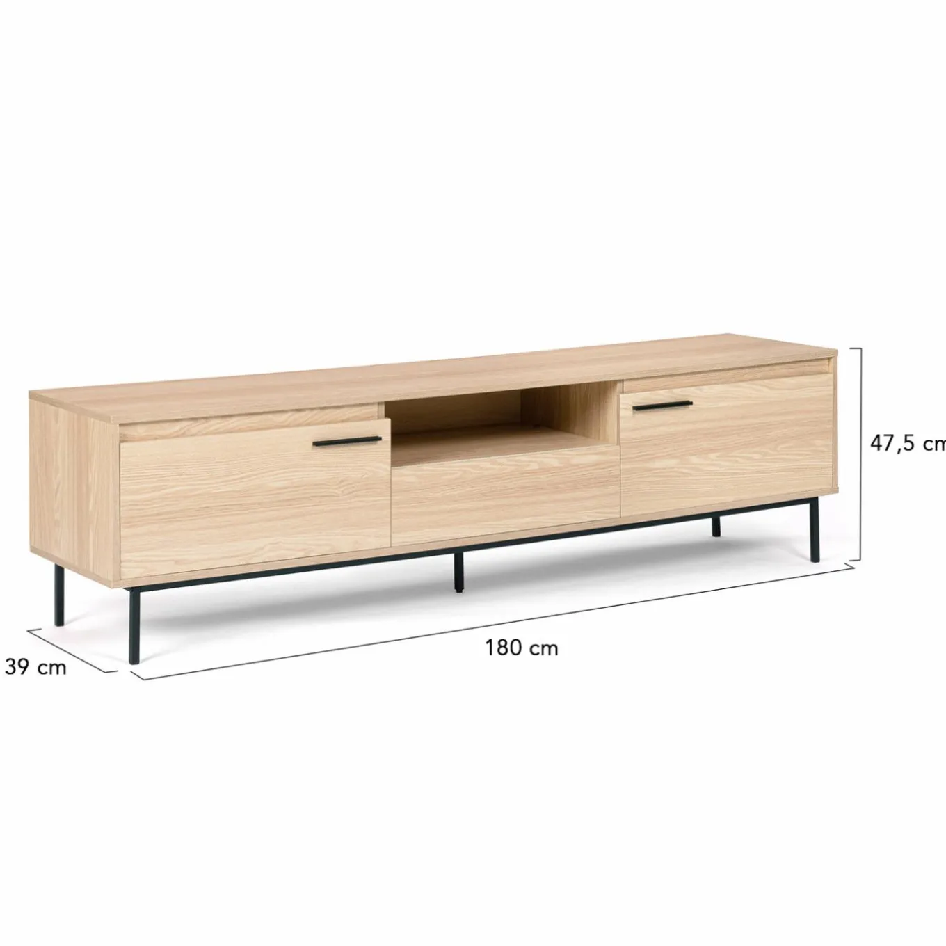 IDMarket Meuble télé contemporain bois et métal 180 cm avec rangements* Collection Design|Collection Contemporaine