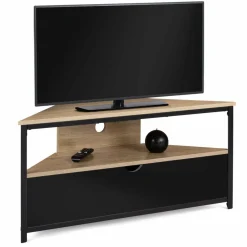 IDMarket Meuble télé d'angle style industriel avec placard* Meubles Tv