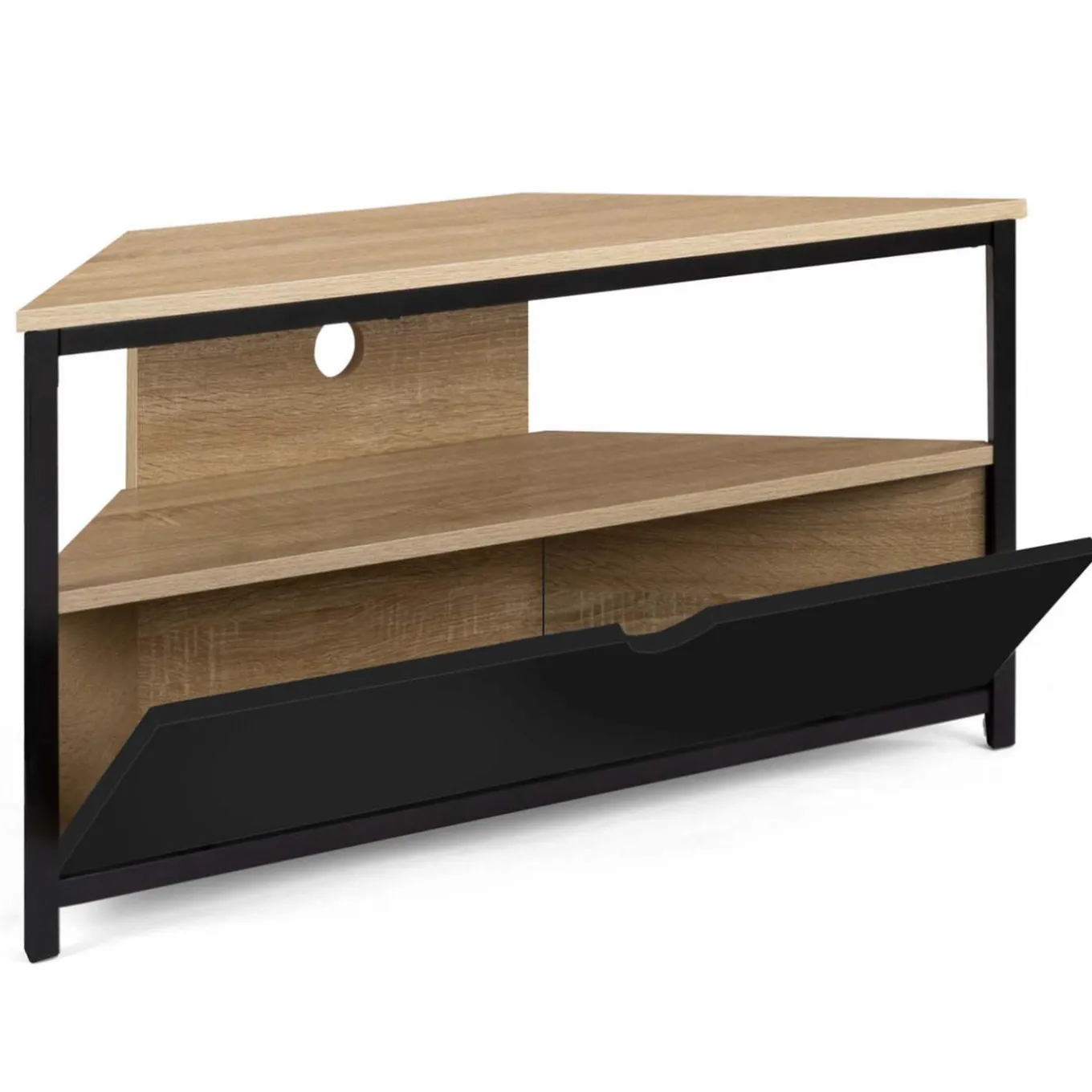 IDMarket Meuble télé d'angle style industriel avec placard* Meubles Tv