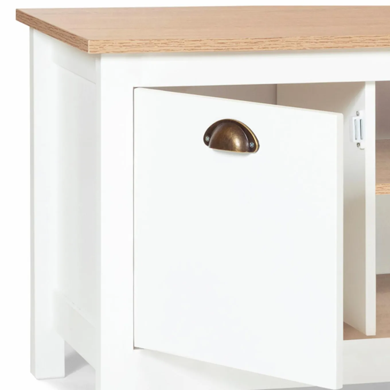 IDMarket Meuble télé design blanc 2 portes avec étagères* Meubles Blancs|Salon Complet