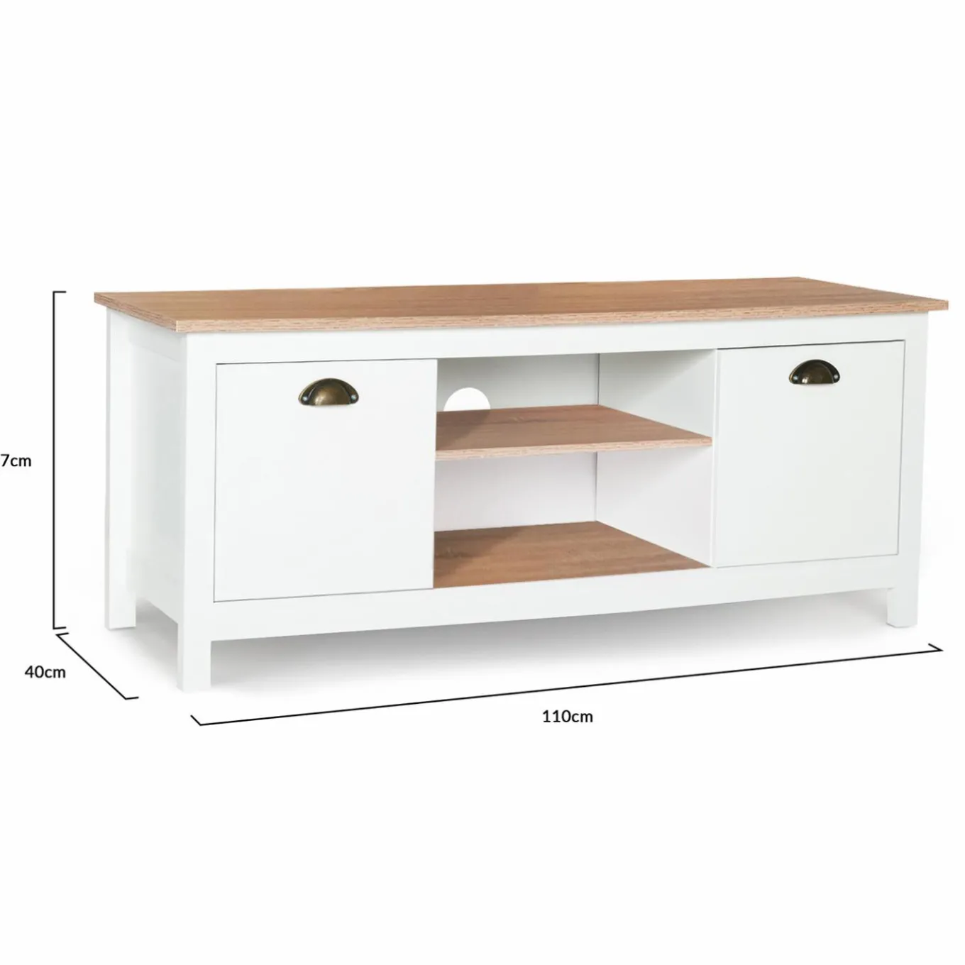 IDMarket Meuble télé design blanc 2 portes avec étagères* Meubles Blancs|Salon Complet