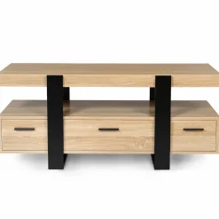IDMarket Meuble télé design noir et bois avec rangement* Meubles Tiroirs|Meubles Bas