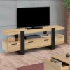 IDMarket Meuble télé noir et bois 140 cm avec 3 tiroirs* Meubles Tiroirs|Collection Design