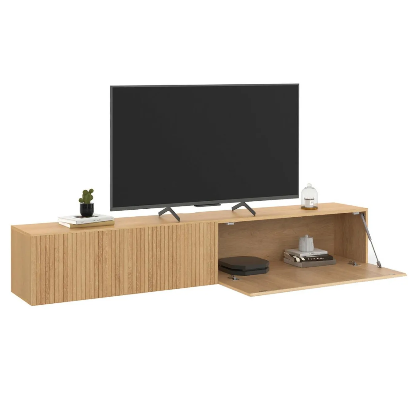 IDMarket Meuble Télé suspendu 180 cm bois coloris chêne* Meubles Tv|Salon Complet