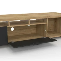 IDMarket Meuble tv 180 cm bois placards noirs* Collection Design|Meubles Tv