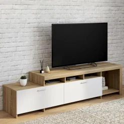 IDMarket Meuble tv 180 cm bois placards blancs* Collection Design|Collection Contemporaine