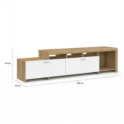 IDMarket Meuble tv 180 cm bois placards blancs* Collection Design|Collection Contemporaine