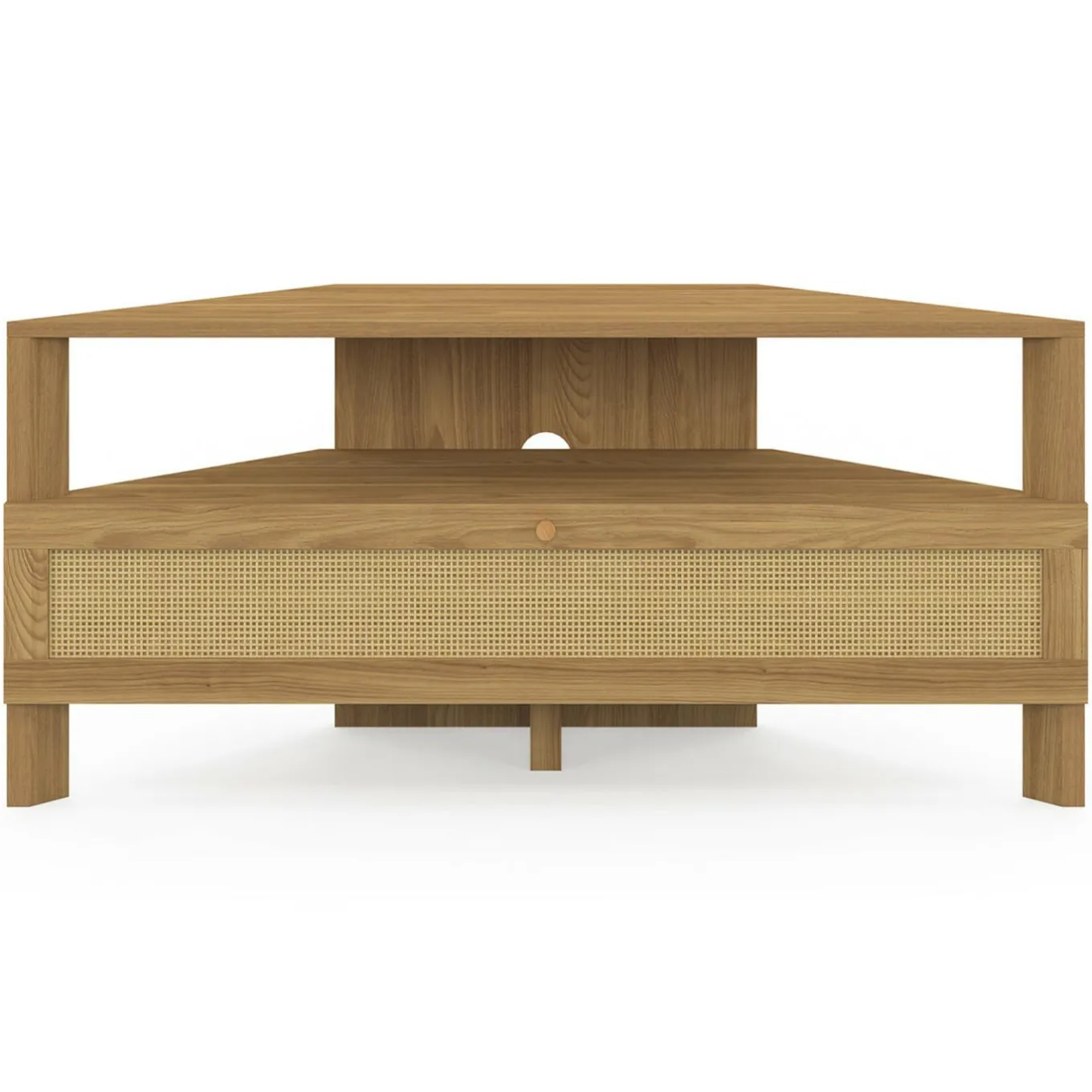 IDMarket Meuble TV 100 cm d'angle 1 porte effet naturel cannage* Collection Cannage|Collection Vintage