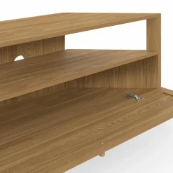 IDMarket Meuble TV 100 cm d'angle 1 porte effet naturel cannage* Collection Cannage|Collection Vintage