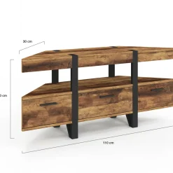 IDMarket Meuble TV 110 cm d'angle bois pied épingle avec tiroirs* Collection Vintage|Meubles Tv