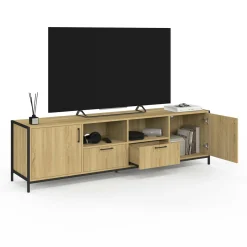 IDMarket Meuble TV 180 cm design industriel 2 portes 2 tiroirs* Meubles Tv|Salon Complet