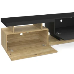 IDMarket Meuble TV 140 cm double-portes effet bois et noir* Meubles Tv