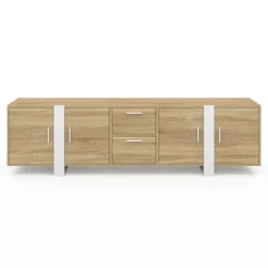IDMarket Meuble TV 180 cm PHOENIX 4 portes + 2 tiroirs bois et blanc* Meubles Tv