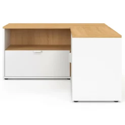 IDMarket Meuble TV 90 x 90 cm d'angle façon hêtre et blanc* Meubles Tv|Collection Moderne