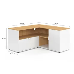 IDMarket Meuble TV 90 x 90 cm d'angle façon hêtre et blanc* Meubles Tv|Collection Moderne