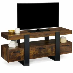 IDMarket Meuble TV bois effet vieilli et noir avec tiroirs* Meubles Tiroirs|Collection Vintage