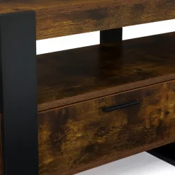 IDMarket Meuble TV bois effet vieilli et noir avec tiroirs* Meubles Tiroirs|Collection Vintage