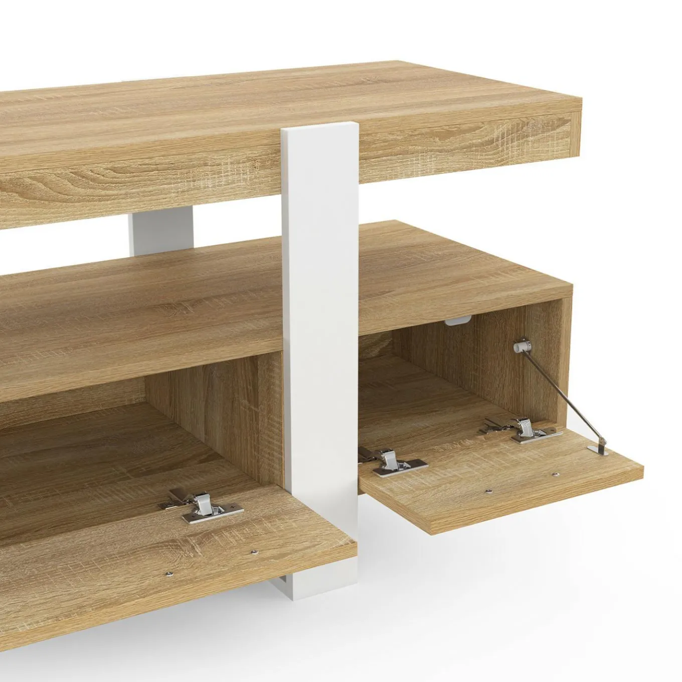 IDMarket Meuble TV bois et blanc 140 cm avec tiroirs* Meubles Tiroirs|Collection Vintage