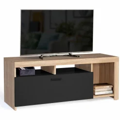 IDMarket Meuble TV bois et placard noir moderne* Collection Design|Collection Contemporaine