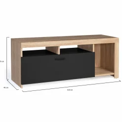 IDMarket Meuble TV bois et placard noir moderne* Collection Design|Collection Contemporaine