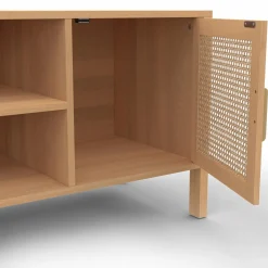 IDMarket Meuble TV cannage 110 cm avec 2 portes* Meubles Tv