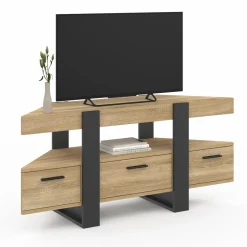 IDMarket Meuble TV d'angle bois et noir* Meubles Tv