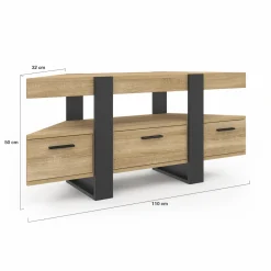 IDMarket Meuble TV d'angle bois et noir* Meubles Tv