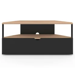 IDMarket Meuble TV d'angle bois façon hêtre et noir 100 cm* Meubles Tv
