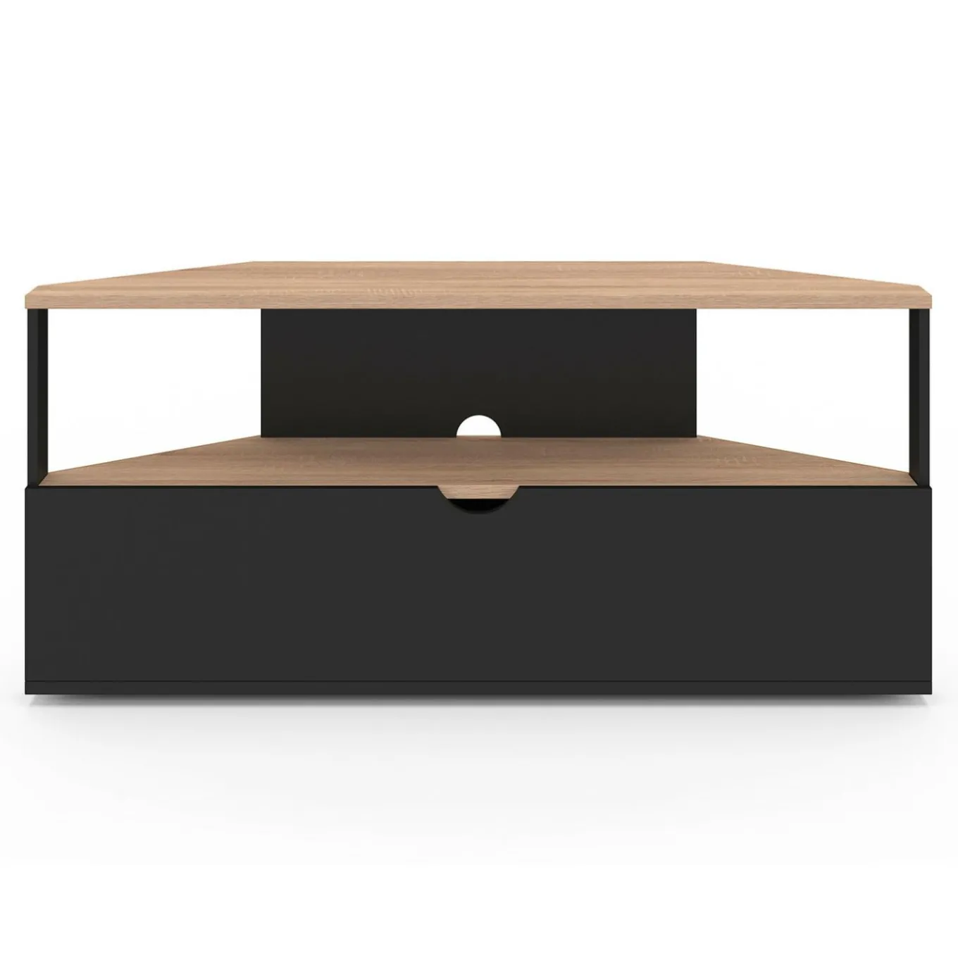 IDMarket Meuble TV d'angle bois façon hêtre et noir 100 cm* Meubles Tv