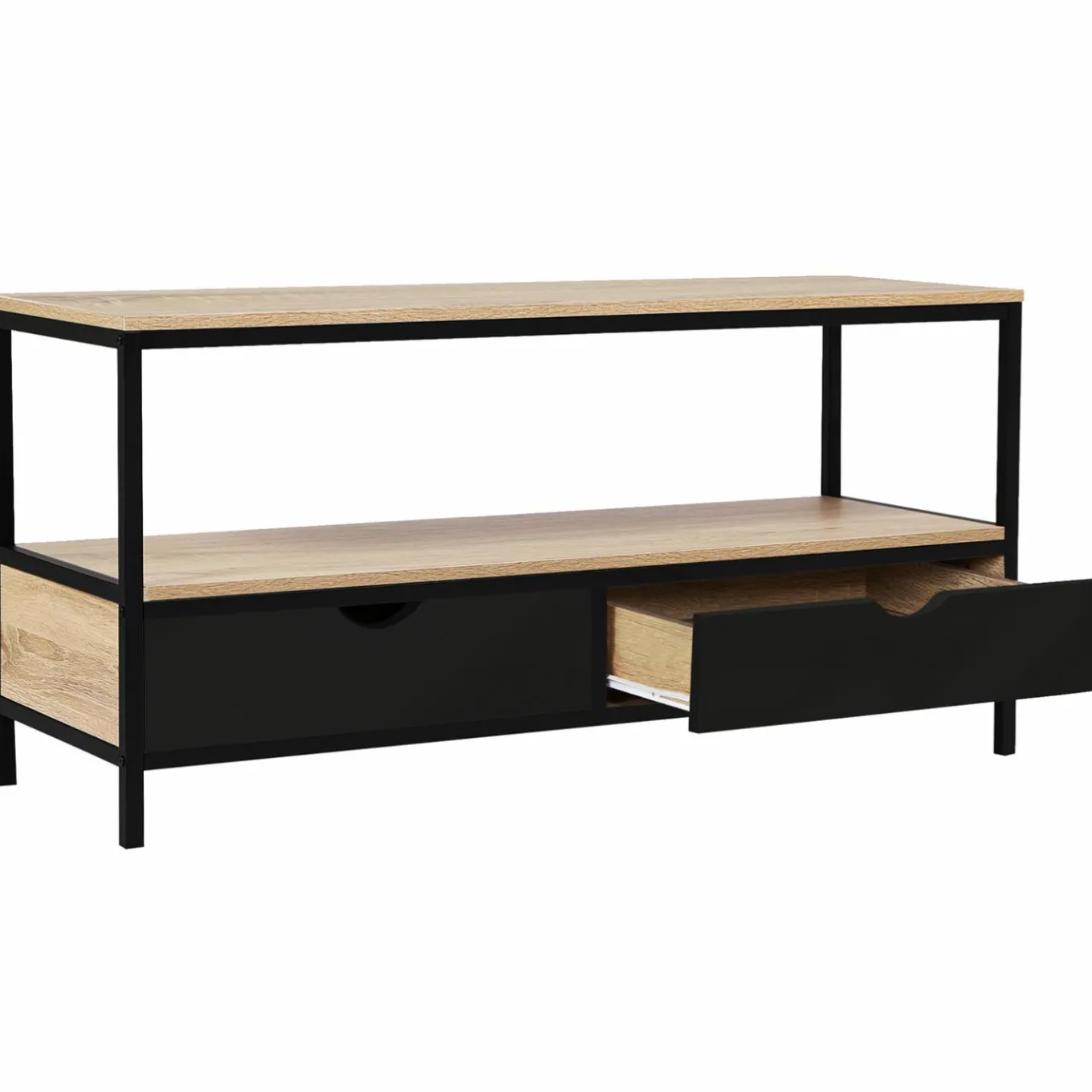 IDMarket Meuble TV en bois et métal noir 2 tiroirs* Meubles Tiroirs|Collection Industrielle