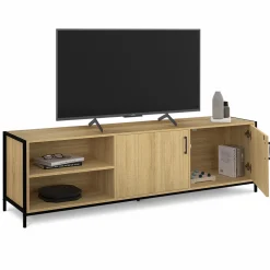 IDMarket Meuble TV industriel 160 cm avec 2 portes* Meubles Bas|Meubles Tv