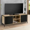 IDMarket Meuble TV industriel métal et bois avec 2 portes* Collection Industrielle|Salon Complet