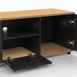 IDMarket Meuble TV noir et bois 110 cm avec tiroir et niche* Meubles Tv