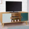 IDMarket Meuble TV nordique bois et vert* Collection Scandinave|Meubles Tv