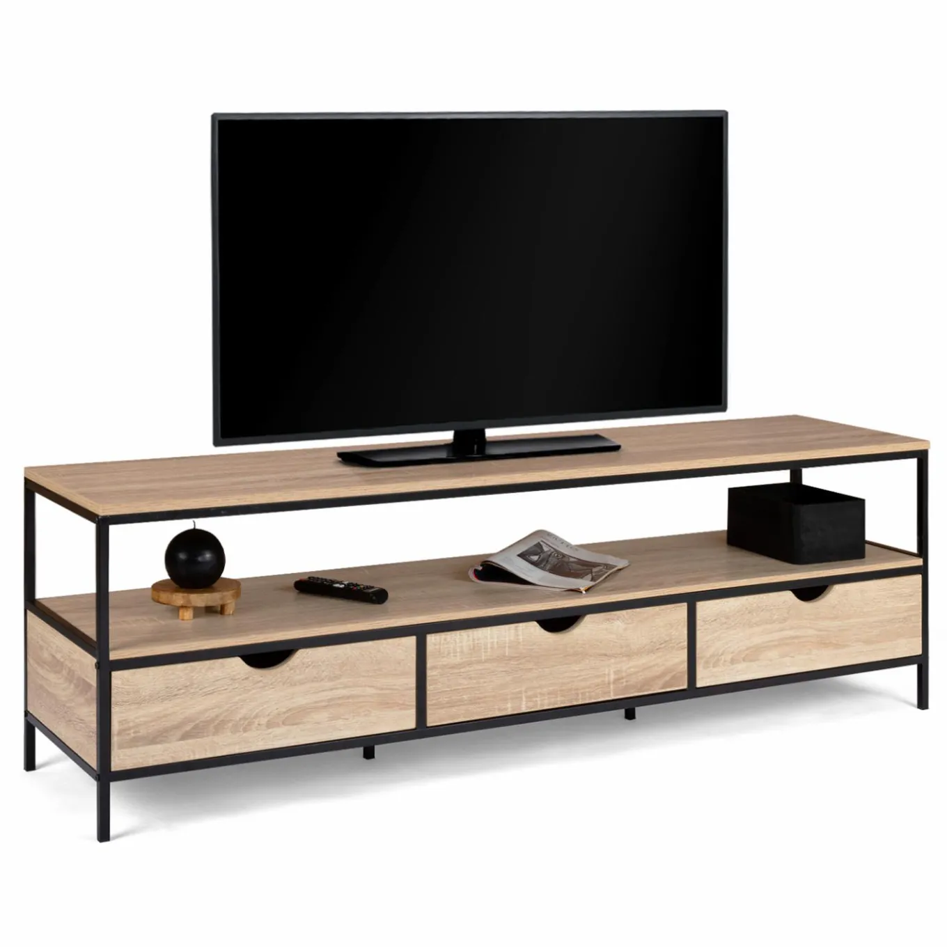 IDMarket Meuble TV style industriel 3 tiroirs 160 cm* Meubles Tiroirs|Collection Industrielle