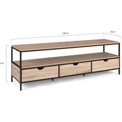 IDMarket Meuble TV style industriel 3 tiroirs 160 cm* Meubles Tiroirs|Collection Industrielle