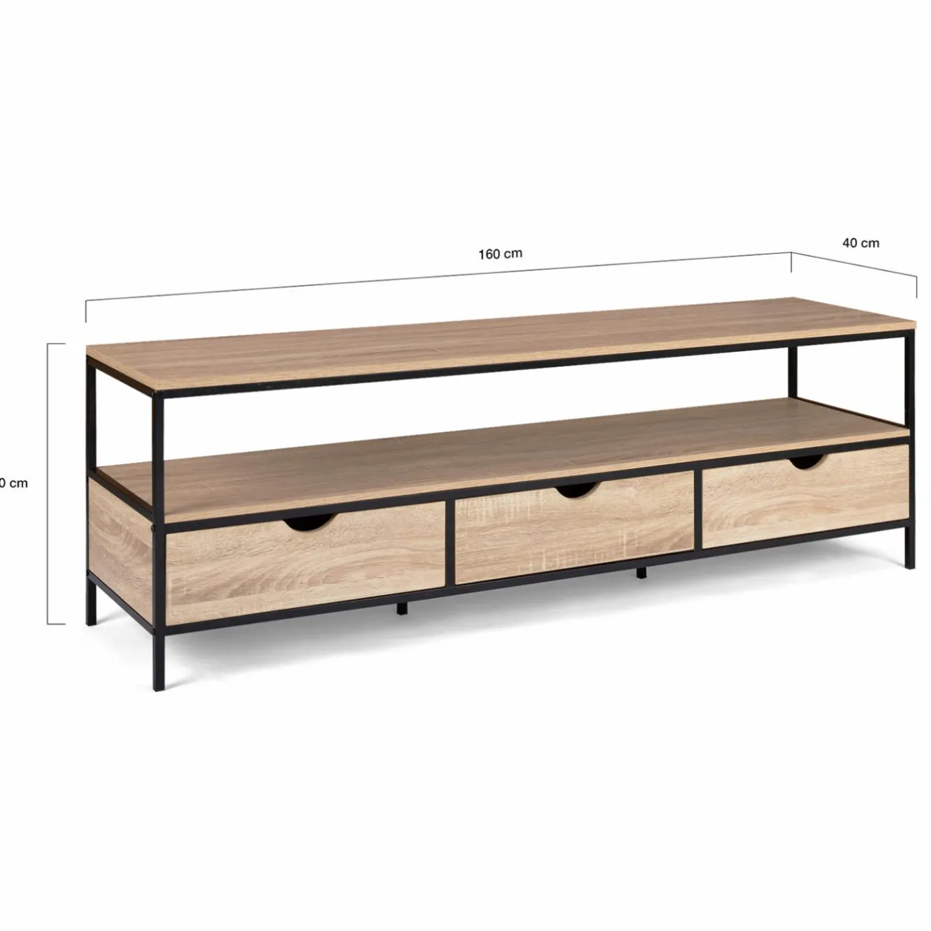 IDMarket Meuble TV style industriel 3 tiroirs 160 cm* Meubles Tiroirs|Collection Industrielle