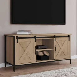 IDMarket Meuble TV style industriel 2 portes grange coulissantes* Collection Industrielle|Salon Complet