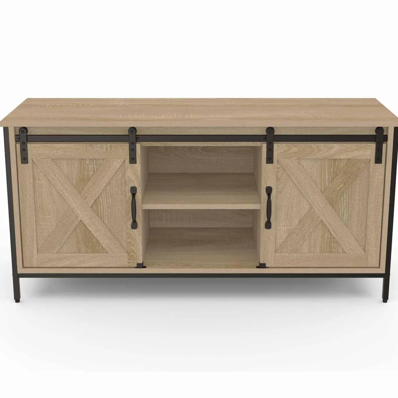 IDMarket Meuble TV style industriel 2 portes grange coulissantes* Collection Industrielle|Salon Complet