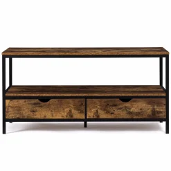 IDMarket Meuble TV style industriel bois effet vieilli et métal 2 tiroirs* Meubles Tiroirs|Collection Vintage