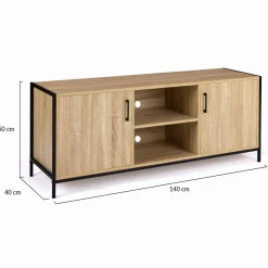 IDMarket Meuble TV style industriel 2 portes 140 cm* Collection Industrielle|Salon Complet