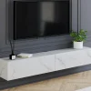 IDMarket Meuble TV suspendu 2 portes bois effet marbre 180 cm* Meubles Tv|Salon Complet