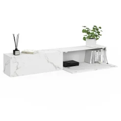 IDMarket Meuble TV suspendu 2 portes bois effet marbre 180 cm* Meubles Tv|Salon Complet