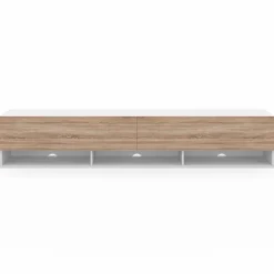 IDMarket Meuble TV suspendu blanc et bois 180 cm avec étagères* Meubles Tv