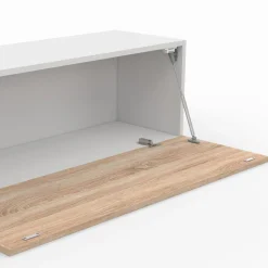 IDMarket Meuble TV suspendu blanc et bois* Meubles Blancs|Meubles En Bois