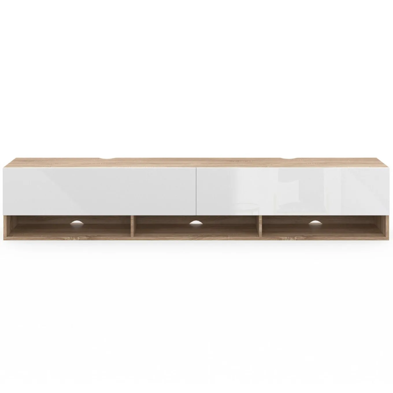 IDMarket Meuble TV suspendu bois et blanc 180 cm avec étagères* Meubles Tv|Salon Complet