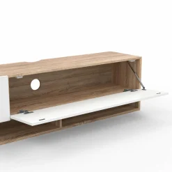 IDMarket Meuble TV suspendu bois et blanc 180 cm avec étagères* Meubles Tv|Salon Complet